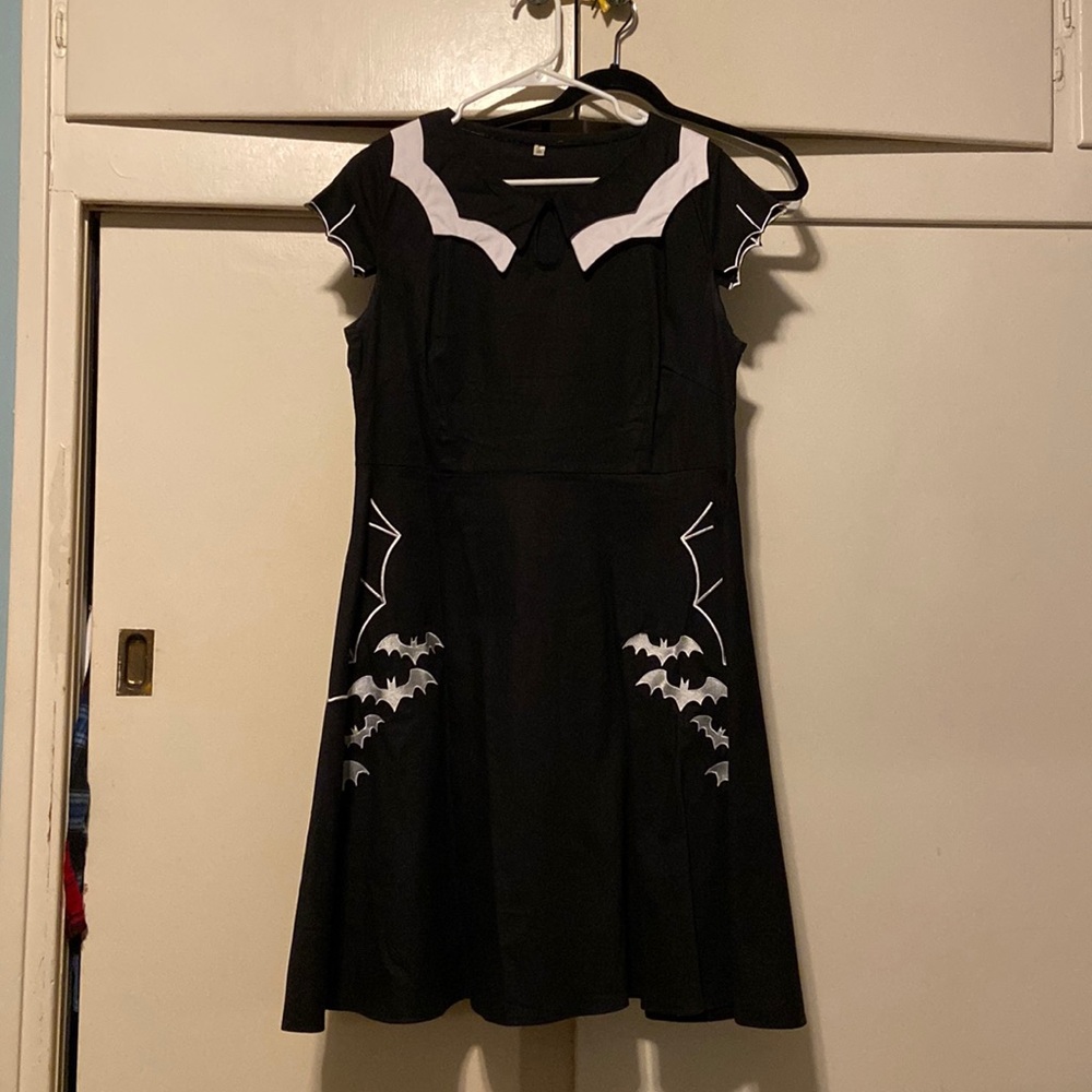 1950s style rockabilly Halloween batgirl swing dress